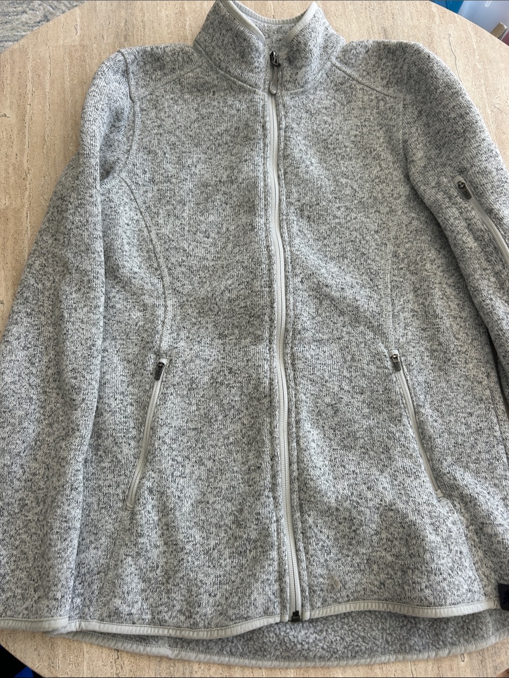 L.L. Bean Heathered Light Gray Full-Zip Fleece